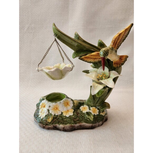 Hummingbird Candle Holder By Home Interiors Vintage Hummingbird Figurine 8" - Picture 1 of 11